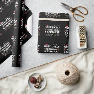 Hoogstwaarschijnlijk een zwerfkat met Kerstmis mee Cadeaupapier