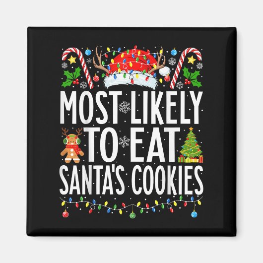 Hoogstwaarschijnlijk eet Santa's Cookies Xmas  Magneet (Voorkant)