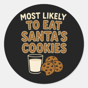 Hoogstwaarschijnlijk eet Santa's Cookies Shirt Fam Ronde Sticker