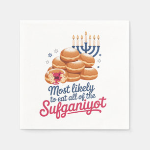 Hoogstwaarschijnlijk eten alle Sufganiyot Chanoeka Servet