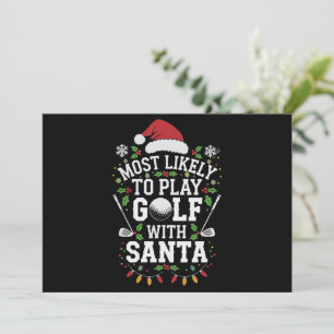 Hoogstwaarschijnlijk golf spelen met Kerstman fami Feestdagenkaart