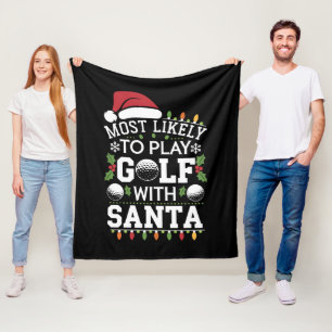 Hoogstwaarschijnlijk golf spelen met Kerstman fami Fleece Deken