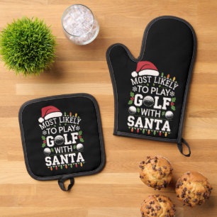 Hoogstwaarschijnlijk golf spelen met Kerstman Fami Ovenwant & Pannenlap Set