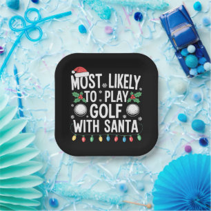 Hoogstwaarschijnlijk golf spelen met Kerstman fami Papieren Bordje