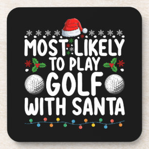 Hoogstwaarschijnlijk golf spelen met Kerstman kers Bier Onderzetter