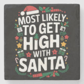 Hoogstwaarschijnlijk high worden met kerstmis stenen onderzetter (Voorkant)