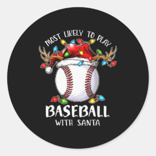 Hoogstwaarschijnlijk honkbal spelen met Kerstman K Ronde Sticker