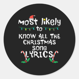 Hoogstwaarschijnlijk kent u de kerstsongtekst van  ronde sticker
