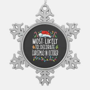 Hoogstwaarschijnlijk kerst in oktober versieren tin sneeuwvlok ornament