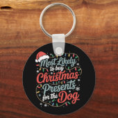 Hoogstwaarschijnlijk kerstcadeaus voor de hond kop sleutelhanger (Voorkant)