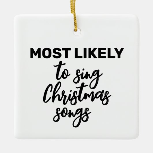 Hoogstwaarschijnlijk kerstliedjes zingen keramisch ornament (Voorkant)