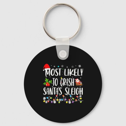 Hoogstwaarschijnlijk Kerstman Slede Crash Grappige Sleutelhanger (Voorkant)