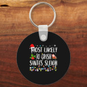Hoogstwaarschijnlijk Kerstman Slede Crash Grappige Sleutelhanger (Voorkant)