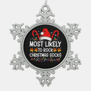 Hoogstwaarschijnlijk Kerstsokken Rocken Funny Xmas Tin Sneeuwvlok Ornament
