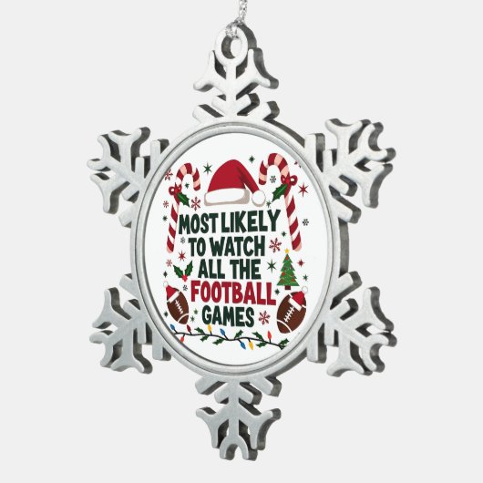Hoogstwaarschijnlijk kijken naar alle Football Gam Tin Sneeuwvlok Ornament (Rechts)