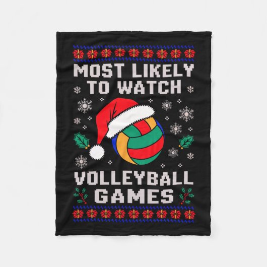 Hoogstwaarschijnlijk kijken naar volleybal kerstmi fleece deken (Voorkant)
