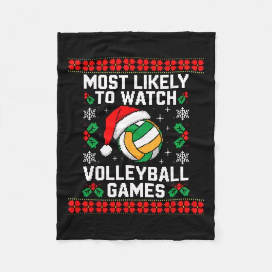 Hoogstwaarschijnlijk kijken naar volleybal kerstmi fleece deken (Voorkant)