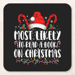 Hoogstwaarschijnlijk leest een boek met Kerstmis Kartonnen Onderzetters