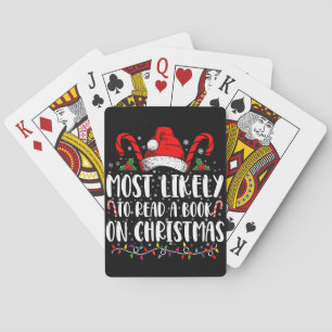 Hoogstwaarschijnlijk leest een boek met Kerstmis  Pokerkaarten