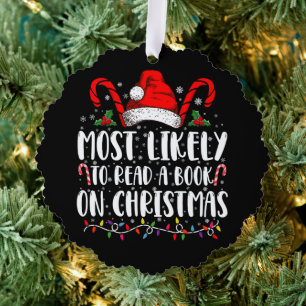 Hoogstwaarschijnlijk leest u een boek met Kerstmis Ornament Kaart