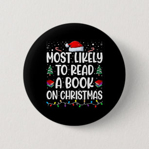 Hoogstwaarschijnlijk leest u een boek met Kerstmis Ronde Button 5,7 Cm