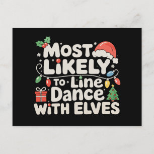 Hoogstwaarschijnlijk Lijn Dansen Met Elfen Kerstmi Feestdagenkaart