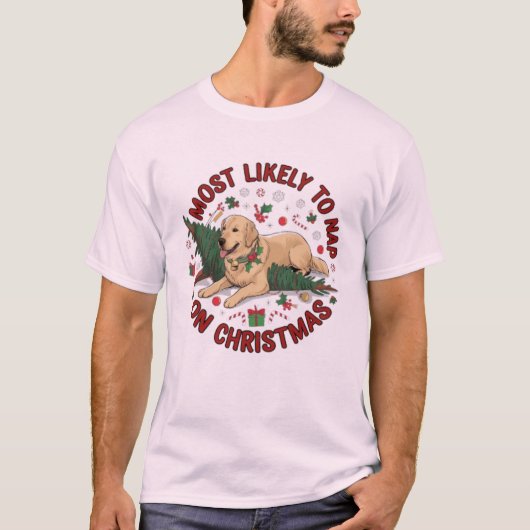 Hoogstwaarschijnlijk Nap Christmas Dog Holiday, Pu T-shirt (Voorkant)
