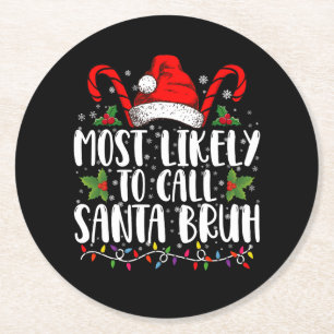 Hoogstwaarschijnlijk noemt Santa Bruh Funny Christ Ronde Kartonnen Onderzetter