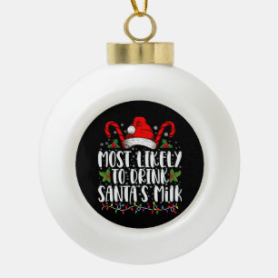 Hoogstwaarschijnlijk om de melk van de kerstman te keramische bal ornament