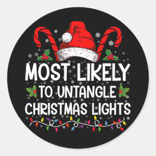 Hoogstwaarschijnlijk om kerstverlichting te ontwar ronde sticker