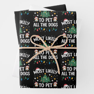 Hoogstwaarschijnlijk om met alle honden kerstfamil inpakpapier vel