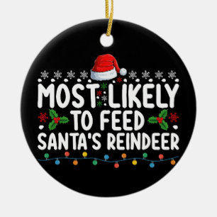 Hoogstwaarschijnlijk om rendieren van kerstman te keramisch ornament