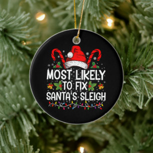 Hoogstwaarschijnlijk om Santa's slee repareren fam Keramisch Ornament