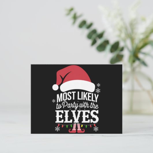 Hoogstwaarschijnlijk om te feesten met de Elfen Ke Feestdagenkaart (Staand voorkant)