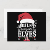 Hoogstwaarschijnlijk om te feesten met de Elfen Ke Feestdagenkaart (Voorkant / Achterkant)