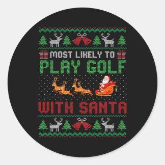 Hoogstwaarschijnlijk om te golfen met kerstmis ronde sticker