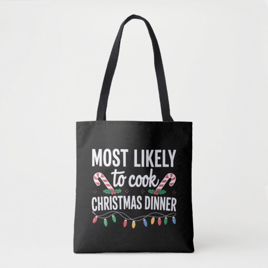 Hoogstwaarschijnlijk om te koken kerstdiner grappi tote bag (Voorkant)