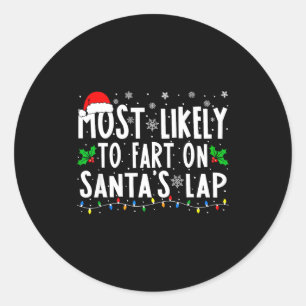 Hoogstwaarschijnlijk op de schoot van de kerstman  ronde sticker