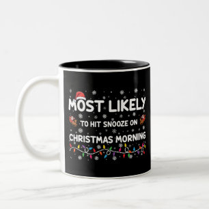 Hoogstwaarschijnlijk op eerste kerstdag de wekker tweekleurige koffiemok