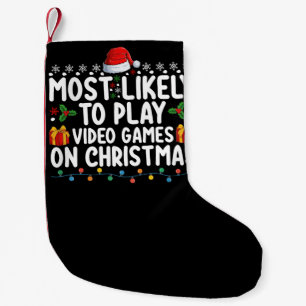 Hoogstwaarschijnlijk op kerstdag videogames spelen kleine kerstsok