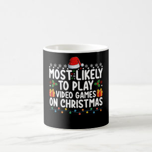 Hoogstwaarschijnlijk op kerstdag videogames spelen koffiemok