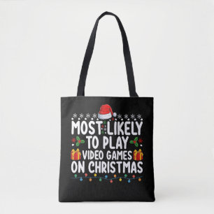 Hoogstwaarschijnlijk op kerstdag videogames spelen tote bag
