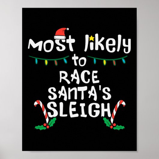 Hoogstwaarschijnlijk Race Santa Sleigh Kerstmis Ke Poster (Voorkant)