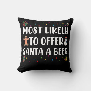 Hoogstwaarschijnlijk Santa een biertje aanbiedt Gr Kussen