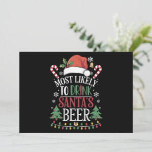 Hoogstwaarschijnlijk Santa's Bier Drinken Matching Feestdagenkaart