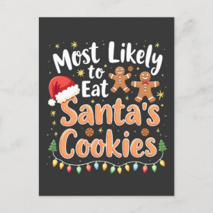 Hoogstwaarschijnlijk Santa's Cookies Santa Hat ete Briefkaart