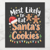 Hoogstwaarschijnlijk Santa's Cookies Santa Hat ete Wijn Etiket (Enkel label)