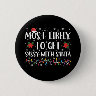 Hoogstwaarschijnlijk Sassy met Kerstman Familie Ke Ronde Button 5,7 Cm