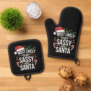 Hoogstwaarschijnlijk Sassy Worden Met Kerstman Ker Ovenwant & Pannenlap Set