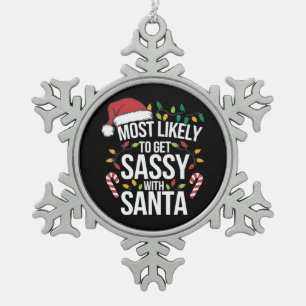 Hoogstwaarschijnlijk Sassy Worden Met Kerstman Ker Tin Sneeuwvlok Ornament